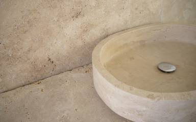 Travertin Naturstein Waschbecken oval  Modell Ellips