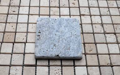 Travertin Fliesen grau Mosaik 10x10 cm