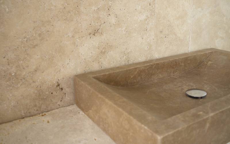 Aufsatzwaschbecken gro� Travertin Naturstein 40x70 cm