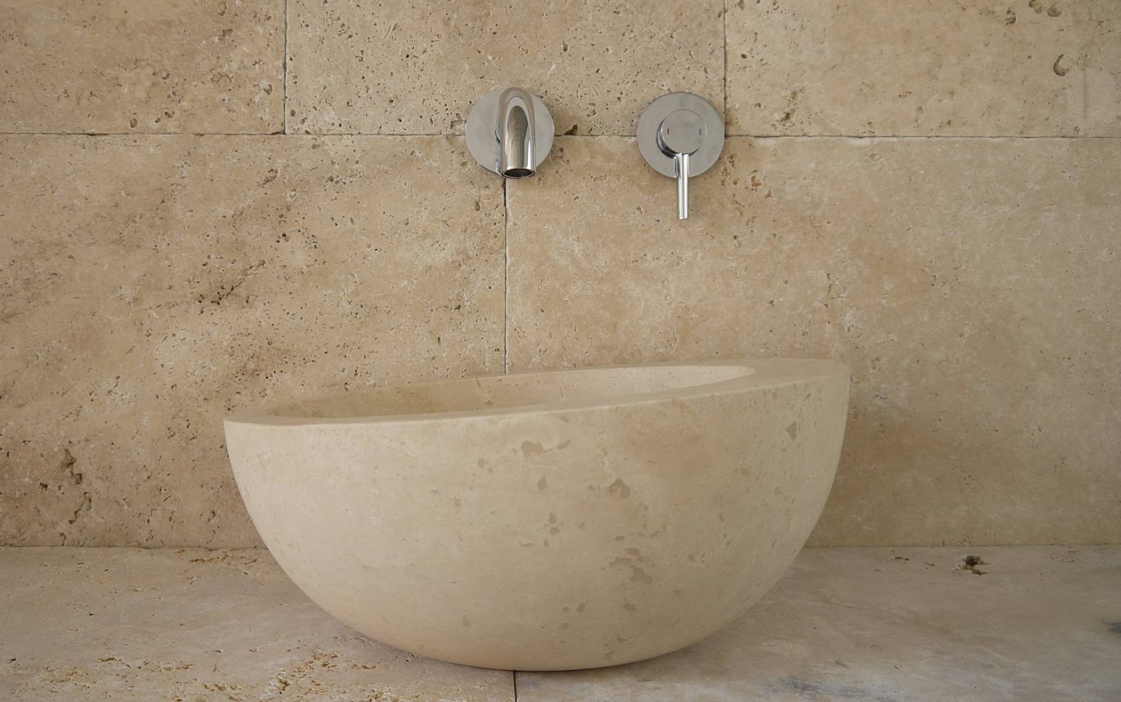 Steinwaschbecken Travertin Naturstein beige Modell Lapila