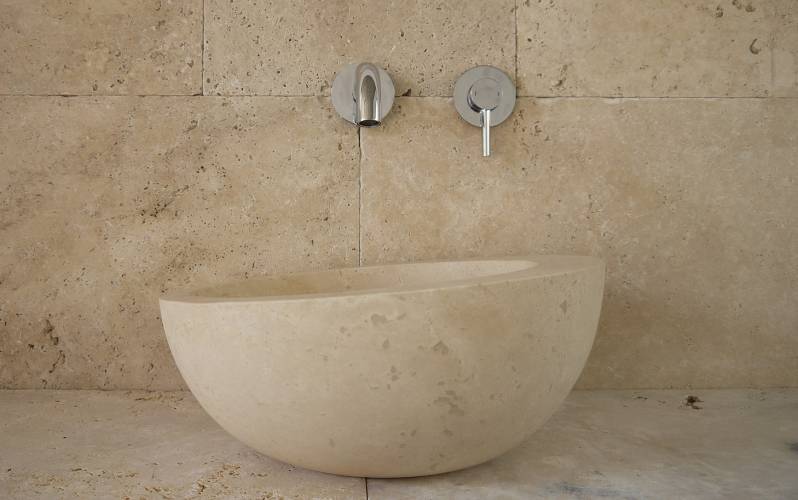 Steinwaschbecken Travertin Naturstein beige f�r das Bad
