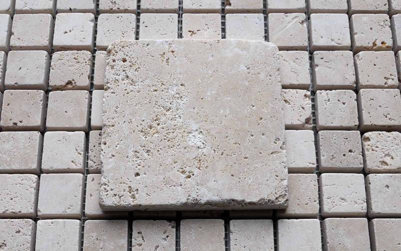Travertin Fliesen Antik getrommelt 10x10 cm