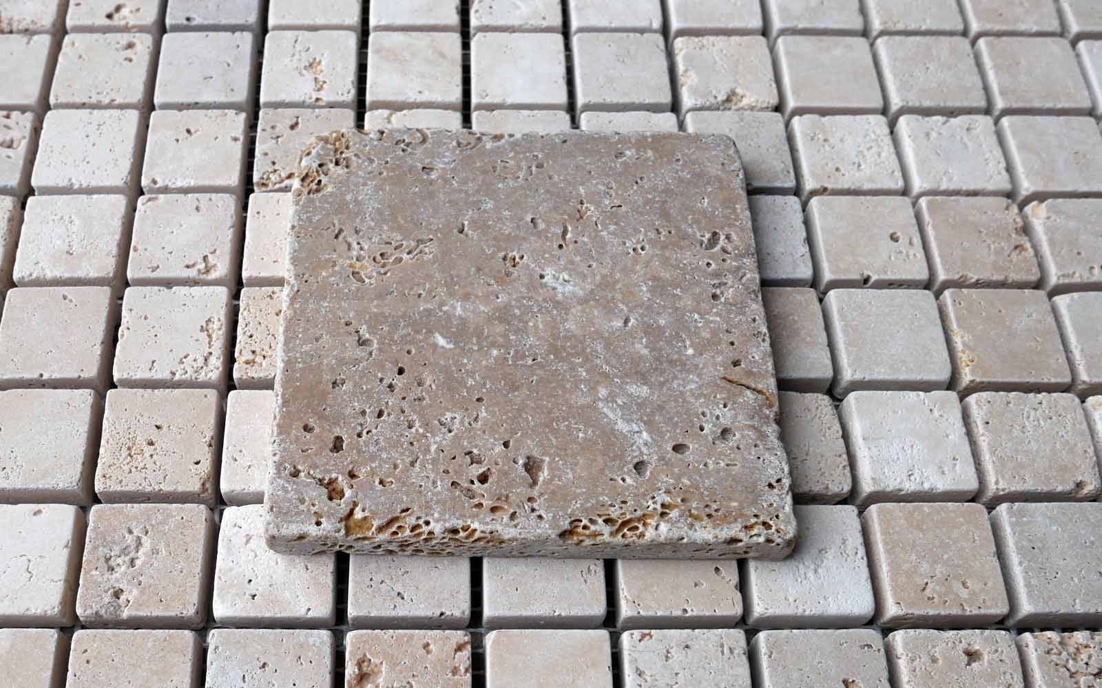 Travertin Fliesen Noce Mosaik 10x10 cm