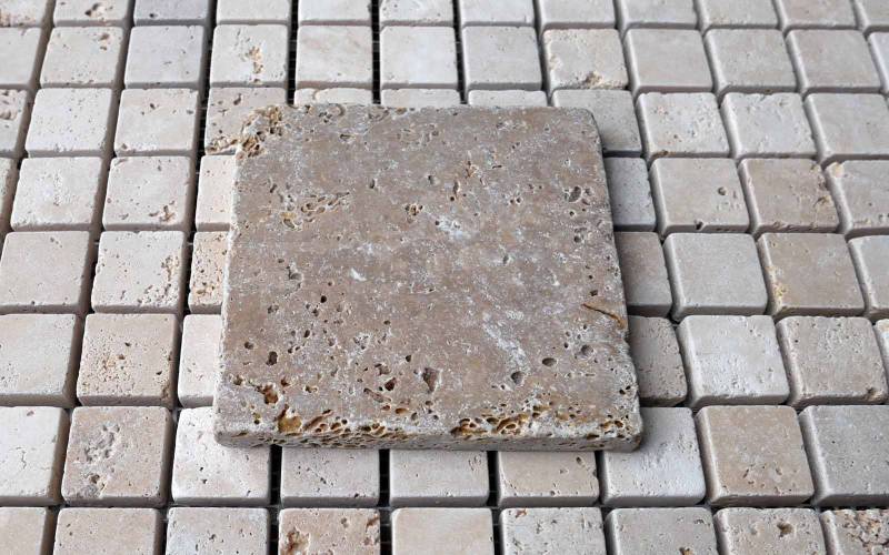 Travertin Fliesen Mosaik Noce | Antikfliesen 10x10 cm