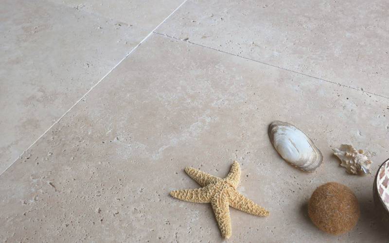 Terrassenplatten Travertin light beige 61x61