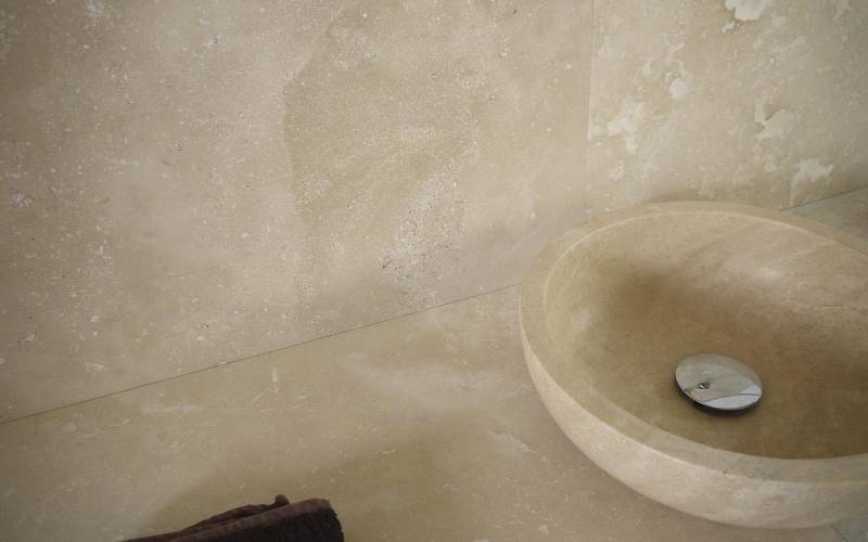 Travertin Waschbecken rund klein f�r das Bad