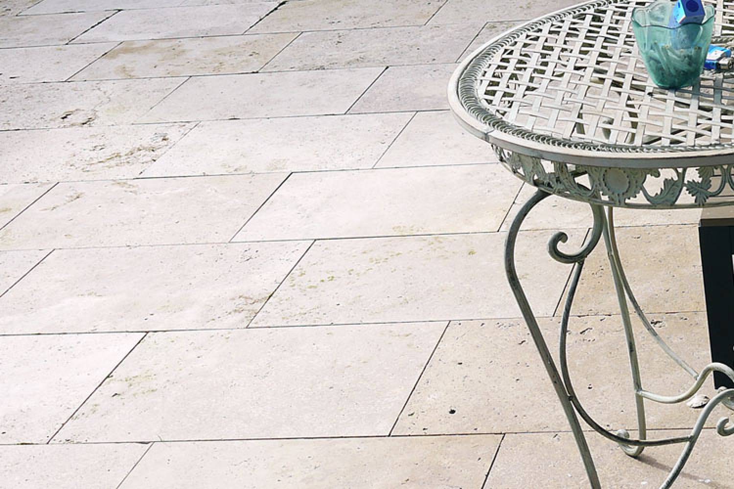 Travertin Noce gebuerstet Terrassenplatten 40 x 60 cm