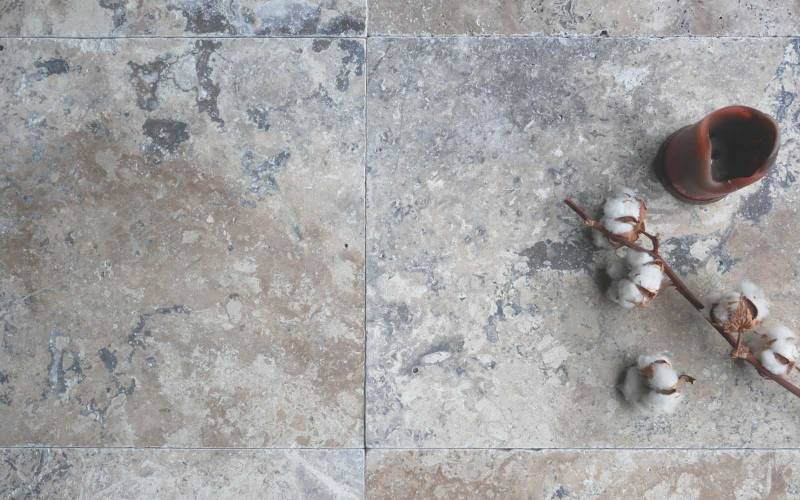 Travertin Terrassenplatten Silver grau 40,6 x 61 cm