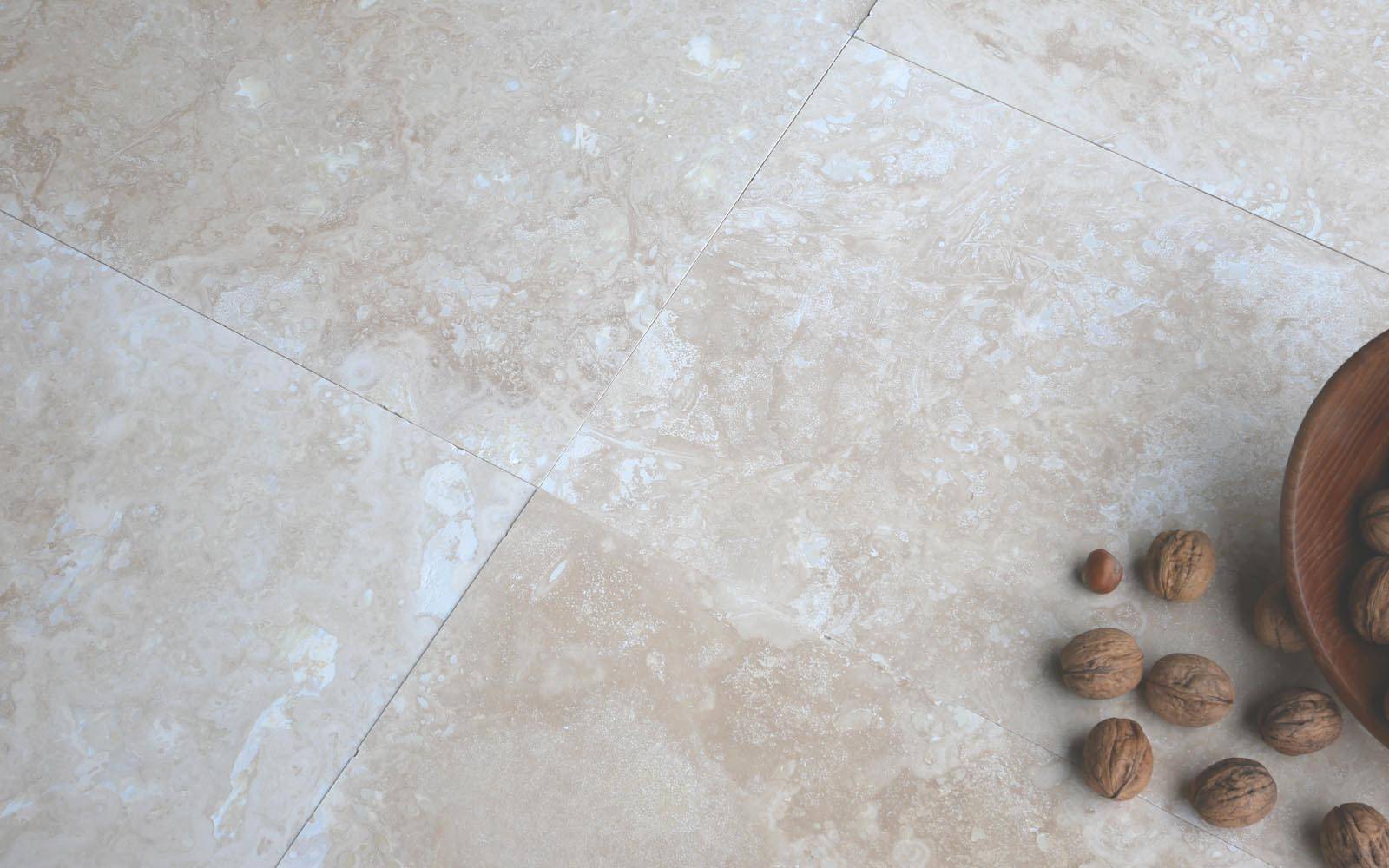 Travertinfliesen beige geschliffen 30 x 60 cm