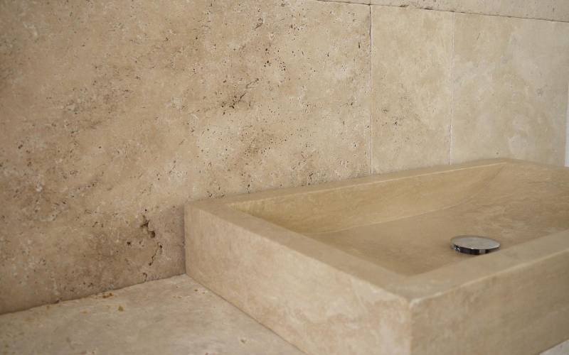 Travertin Steinwaschbecken gro� 